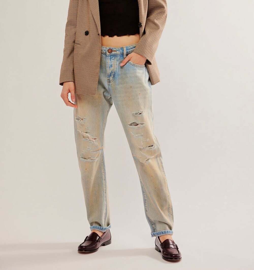 NWT One Teaspoon Free People Saints Boyfriend Denim Jeans Dirty Kansas 30